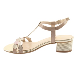 Women's sandals Gamis 3661 beige stripes brown yellow 2