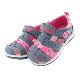 American Club American DR18 denim girls' sandals blue pink 3