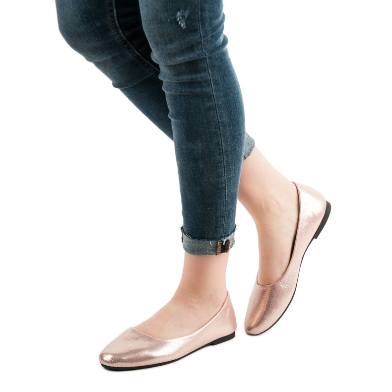 SHELOVET Rose Gold shimmering ballerinas pink 2