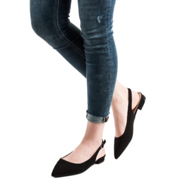 SHELOVET Fashionable suede ballerinas black 1