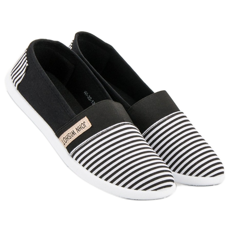 SHELOVET Striped Slipons black 2 SHELOVET Striped Slipons black 2