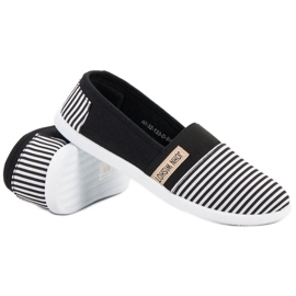 SHELOVET Striped Slipons black 1 SHELOVET Striped Slipons black 1