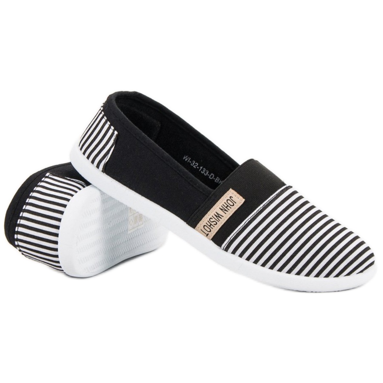 SHELOVET Striped Slipons black 1 SHELOVET Striped Slipons black 1