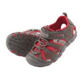 American Club DR11 velcro sandals for boys grey red 5