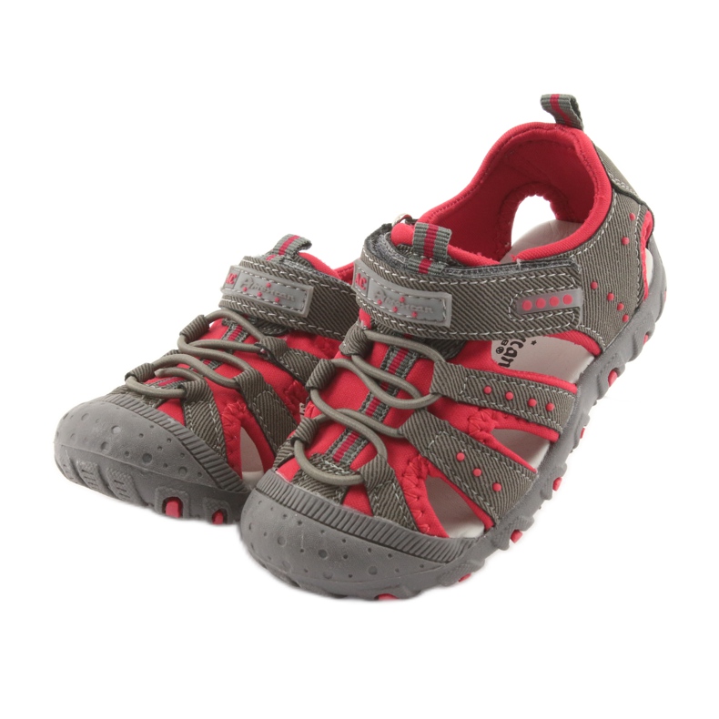 American Club DR11 velcro sandals for boys grey red 3