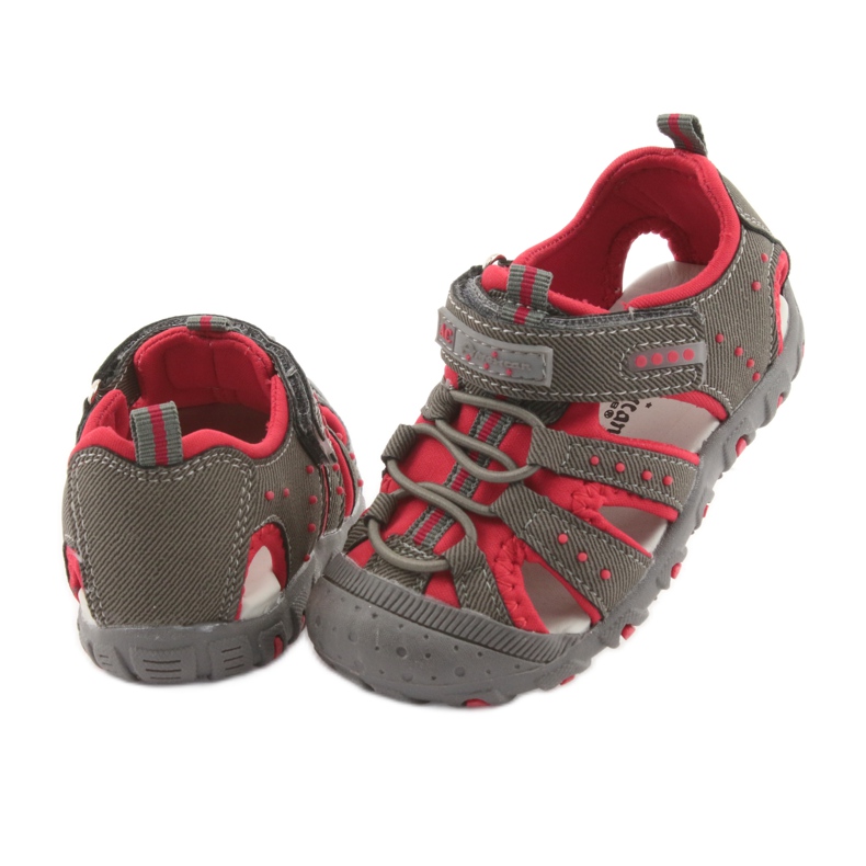 American Club DR11 velcro sandals for boys grey red 4