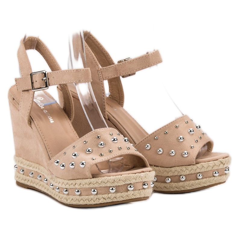 SHELOVET Sandals With Rhinestones brown 1