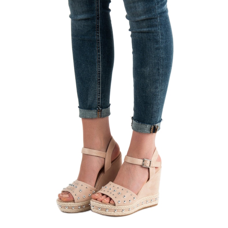 SHELOVET Sandals With Rhinestones brown 2