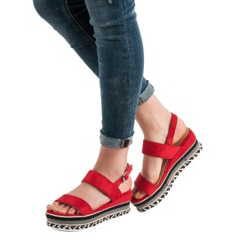 Primavera Boho Wedge Sandals red 1