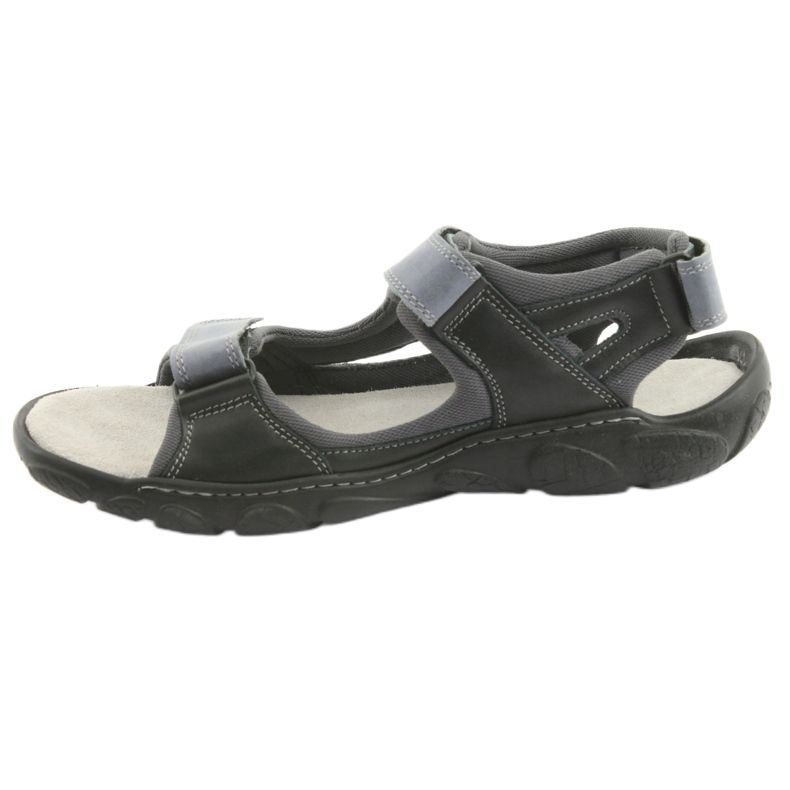 Naszbut Men's leather sandals with Velcro 043 black and gray 2