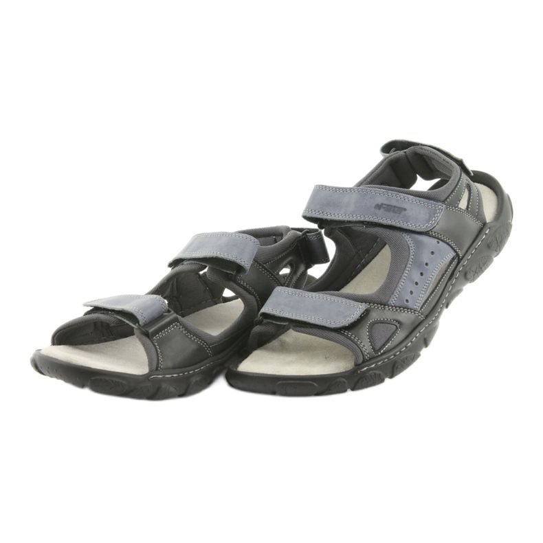 Naszbut Men's leather sandals with Velcro 043 black and gray 3