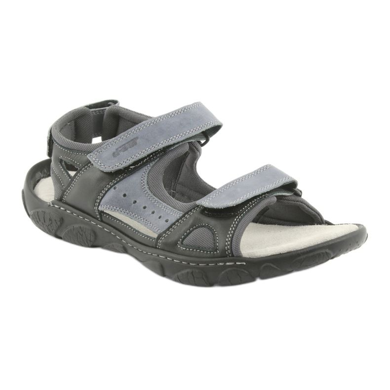 Naszbut Men's leather sandals with Velcro 043 black and gray 1