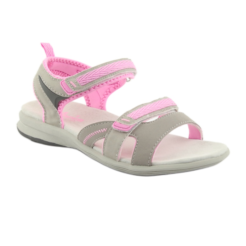 American Club HL12 girls' sandals gray grey pink 1
