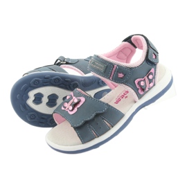 American Club American DR09 denim butterfly girls' sandals blue pink 4