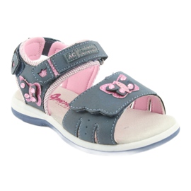 American Club American DR09 denim butterfly girls' sandals blue pink 1