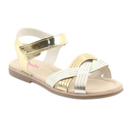 American Club GC23 metallic girls' sandals white grey yellow 1 American Club GC23 metallic girls' sandals white grey yellow 1