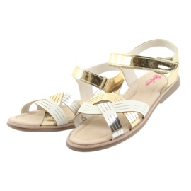 American Club GC23 metallic girls' sandals white grey yellow 3 American Club GC23 metallic girls' sandals white grey yellow 3