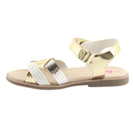 American Club GC23 metallic girls' sandals white grey yellow 2 American Club GC23 metallic girls' sandals white grey yellow 2