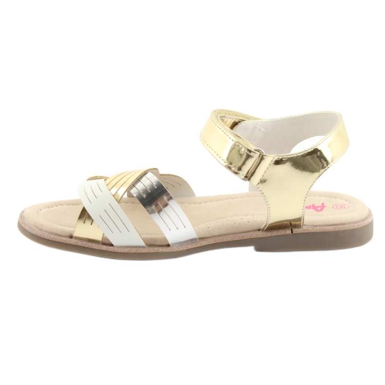 American Club GC23 metallic girls' sandals white grey yellow 2 American Club GC23 metallic girls' sandals white grey yellow 2