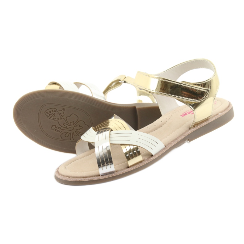 American Club GC23 metallic girls' sandals white grey yellow 4 American Club GC23 metallic girls' sandals white grey yellow 4