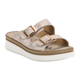 Filippo Comfortable Leather Slippers brown yellow 1