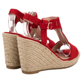 Anesia Paris Fashionable wedge sandals red 1