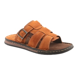 American Club American Men's flip flops lightweight podka06 brown 1