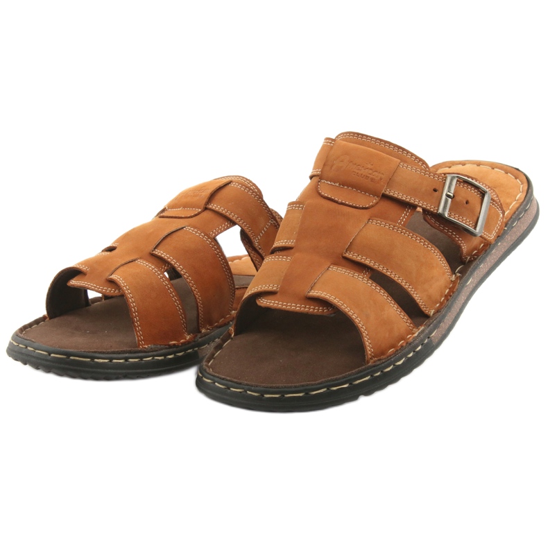 American Club American Men's flip flops lightweight podka06 brown 3