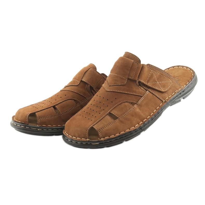 Men's slippers light PU American Club CY05 bottom brown - KeeShoes