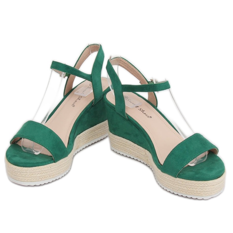 Green espadrilles wedge sandals LY9109 Green 2