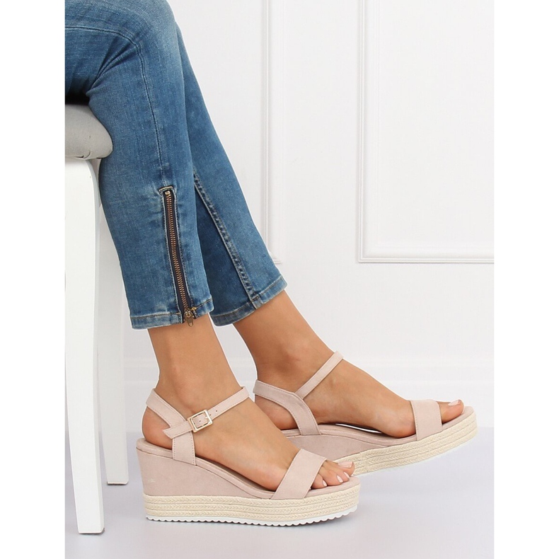 Beige sandals on a wedge espadrilles LY9109 Beige 1