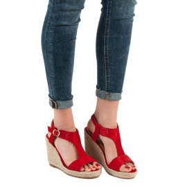 Anesia Paris Fashionable wedge sandals red 2