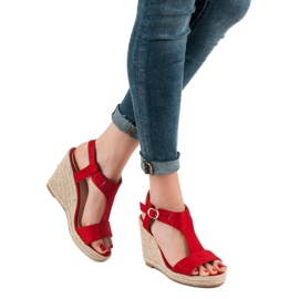 Anesia Paris Fashionable wedge sandals red 5