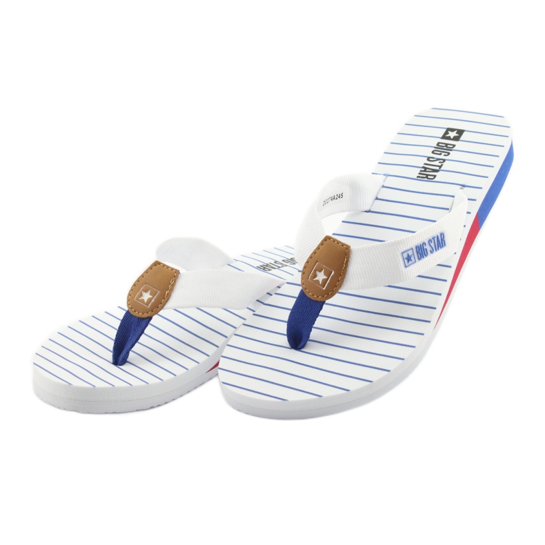 Big Star flip-flops on a wedge heel white brown blue red 3