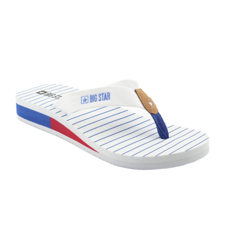 Big Star flip-flops on a wedge heel white brown blue red 1