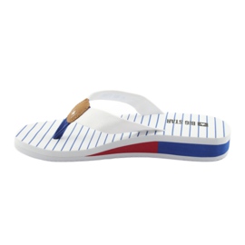 Big Star flip-flops on a wedge heel white brown blue red 2