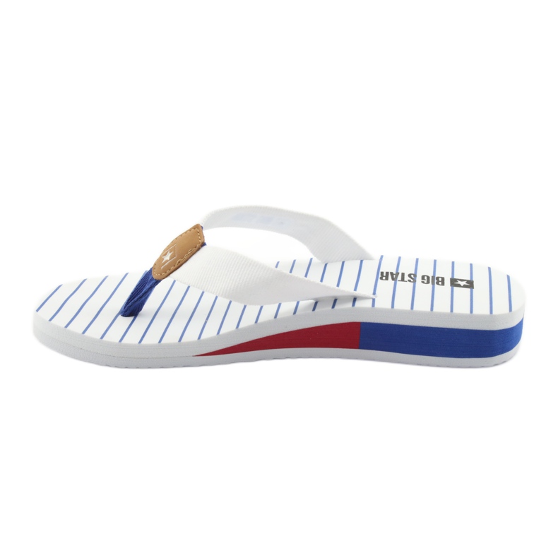 Big Star flip-flops on a wedge heel white brown blue red 2