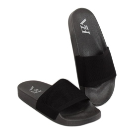 Black slippers with a knitted belt PT-110 Black 1
