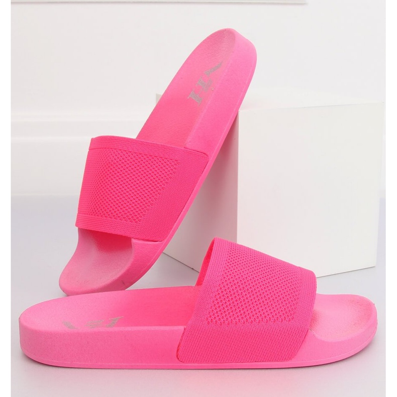Slippers with a knitted pink belt PT-110 Fuchsia 2