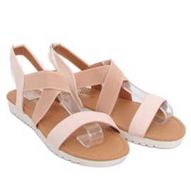 Beige sandals for women X565 Champagne brown pink 1