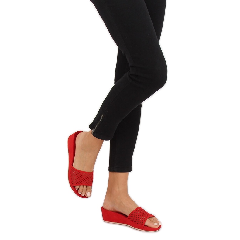 Red openwork slippers JS-03 Red 2