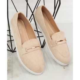 Women's beige loafers BJ600-E25 Apricot 2