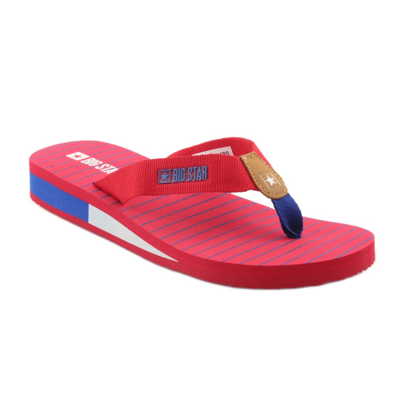 Big Star flip-flops on a wedge heel brown blue red 1