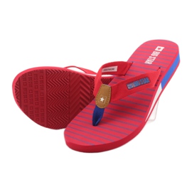 Big Star flip-flops on a wedge heel brown blue red 4