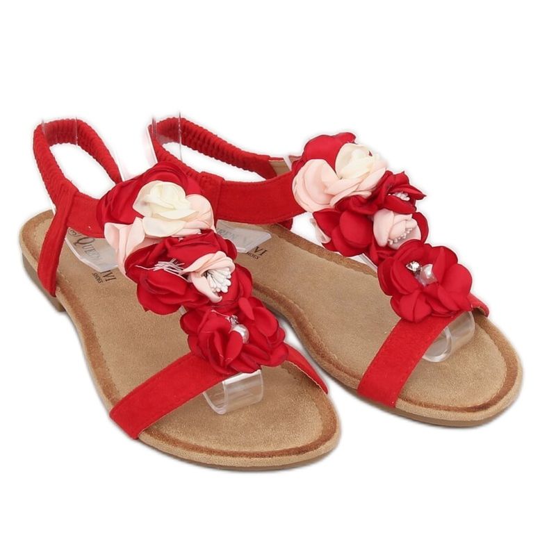 Sandals with flowers red 218-174 Red 1
