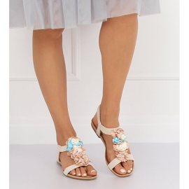 Beige sandals with flowers 218-174 Beige 2 Beige sandals with flowers 218-174 Beige 2
