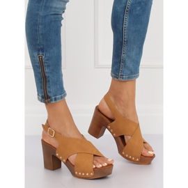 Sandals ala Camel clogs D-131 Camel brown 2