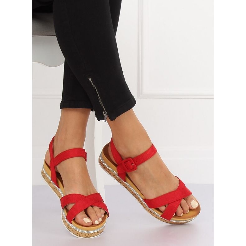 Red women's sandals Y1521 Red 1