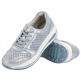 Filippo Leather brocade shoes blue 1