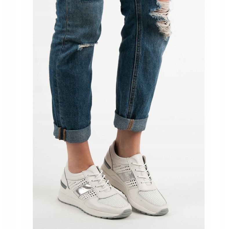 Filippo Leather Wedge Sneakers white 2